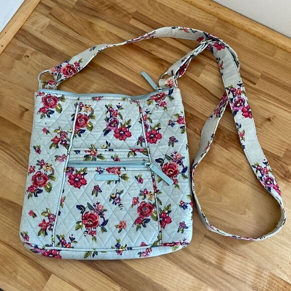 Vera Bradley Blue Floral Water Bouquet Crossbody Purse - Picture 1 of 11